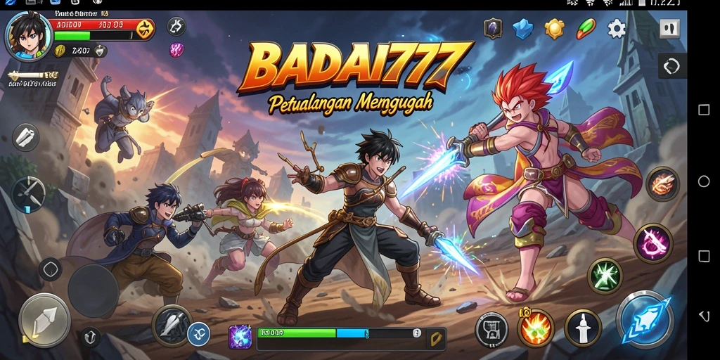 Tampilan utama game BADAI777 dengan karakter anime yang menarik.