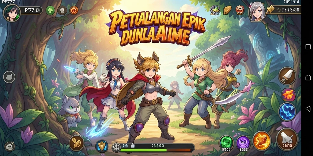Gameplay PF777 yang menampilkan aksi karakter anime yang epik.