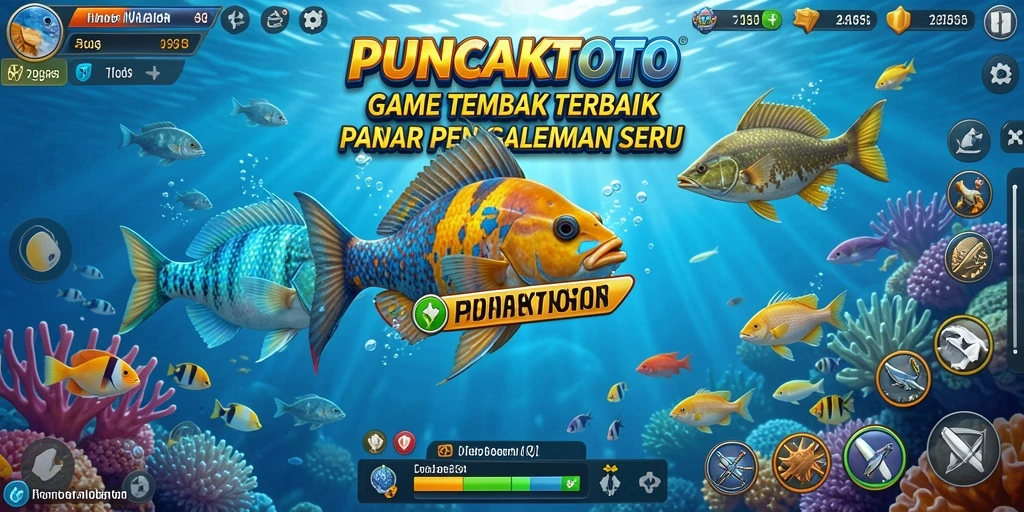 Tangkapan layar gameplay PUNCAKTOTO yang menampilkan aksi menembak ikan.