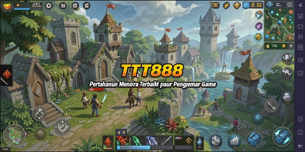 Gameplay menara pertahanan TTT888 yang menantang dan strategis.