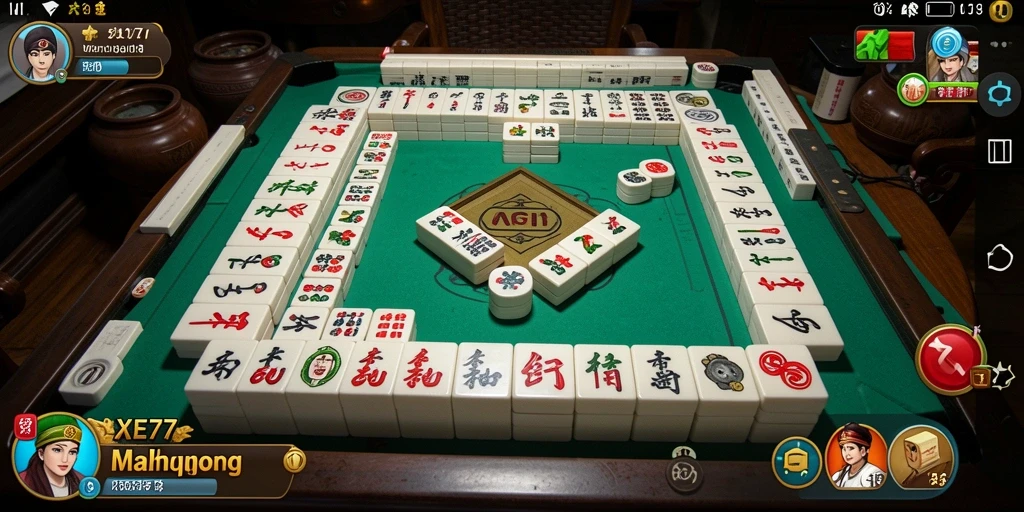 Tampilan gameplay Mahjong yang menarik dan intuitif di XE77.